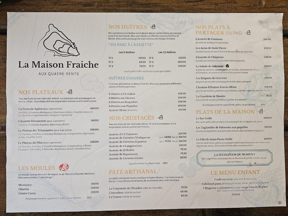 La Maison Fraiche - Aux Quatre Vents - Menu Image 1